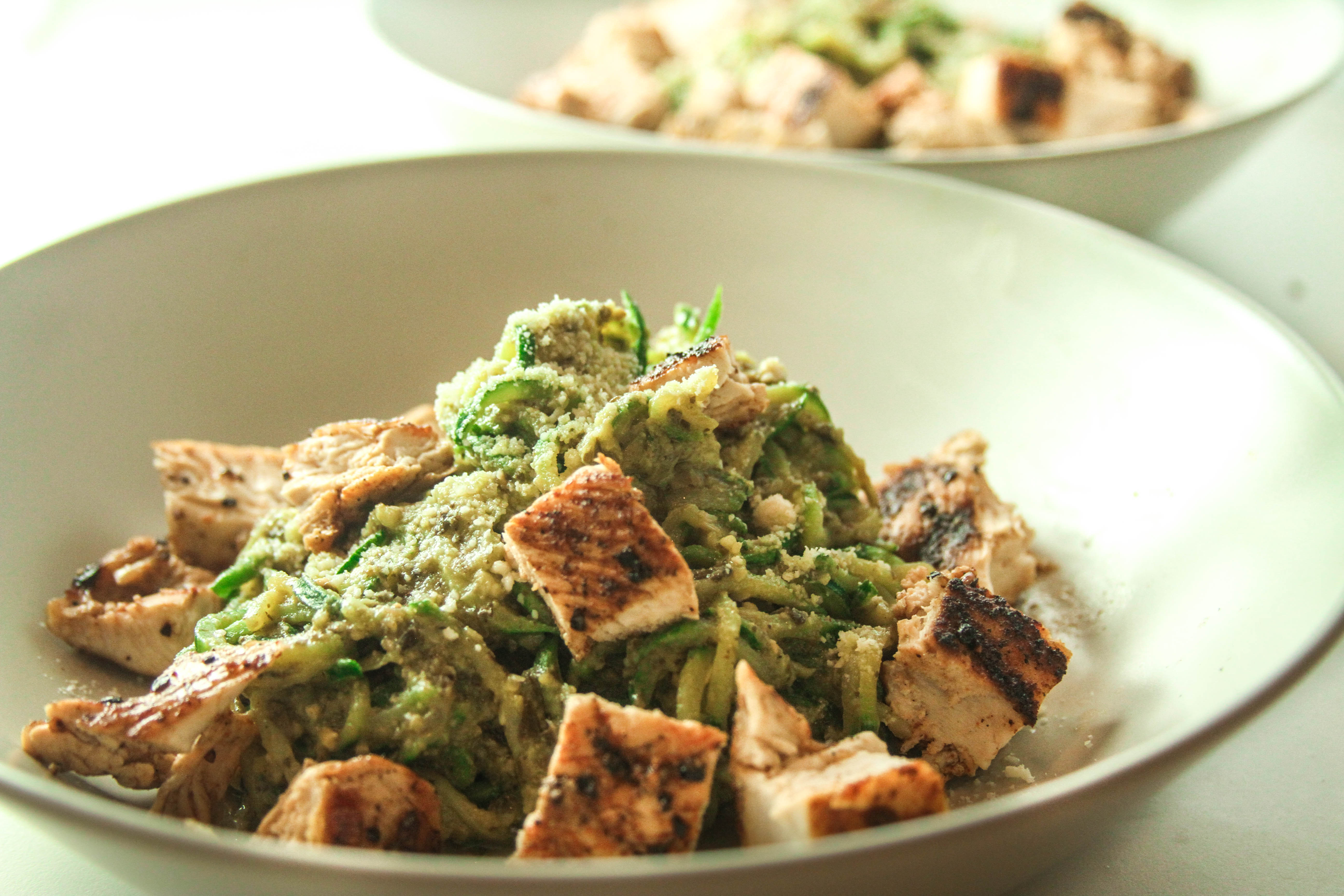 Avocado Pesto with Zucchini Noodles - Honestly Fitness